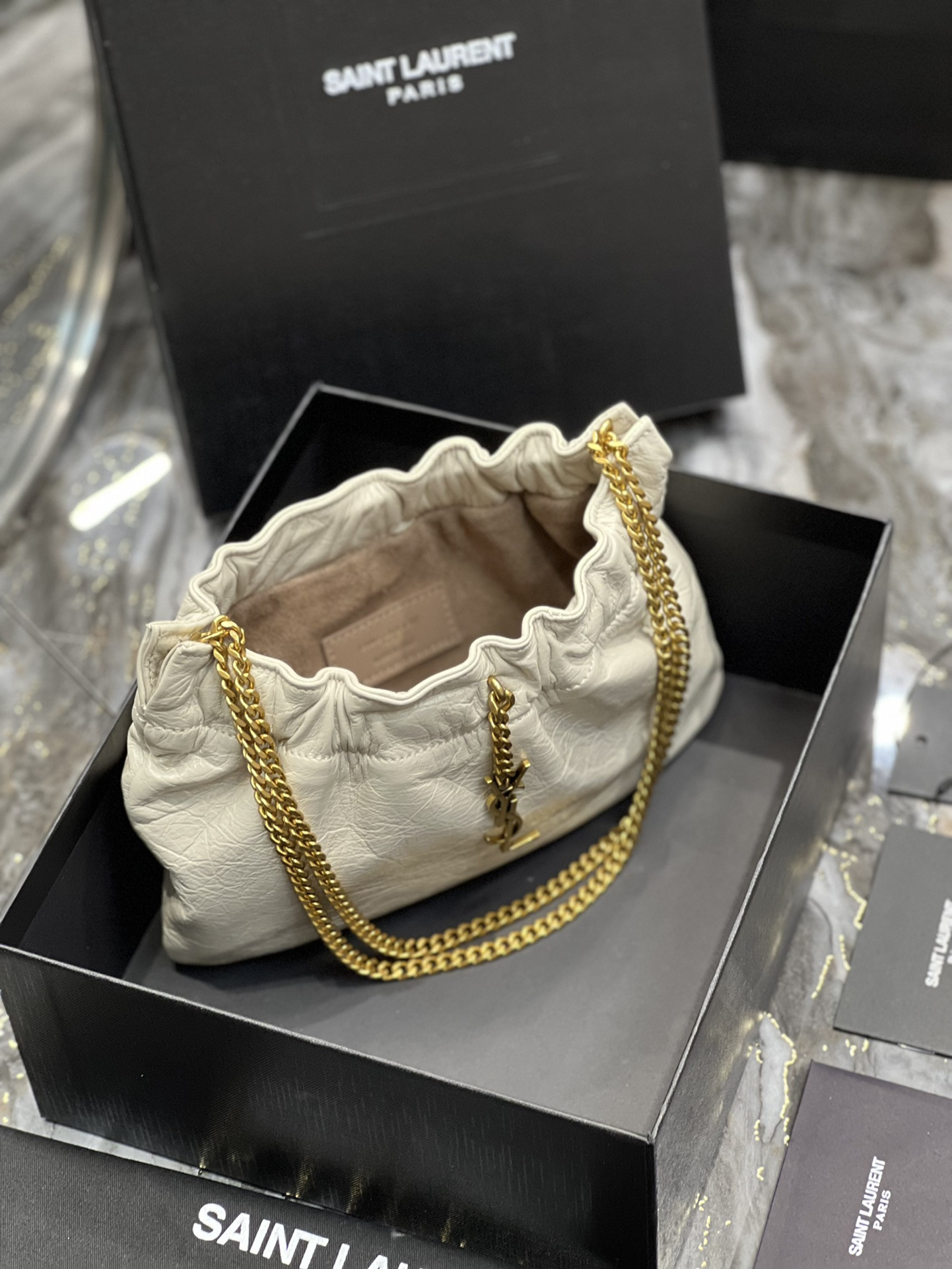 YSL Mini leather shoulder bag White 24x14x4 cm - Image 6