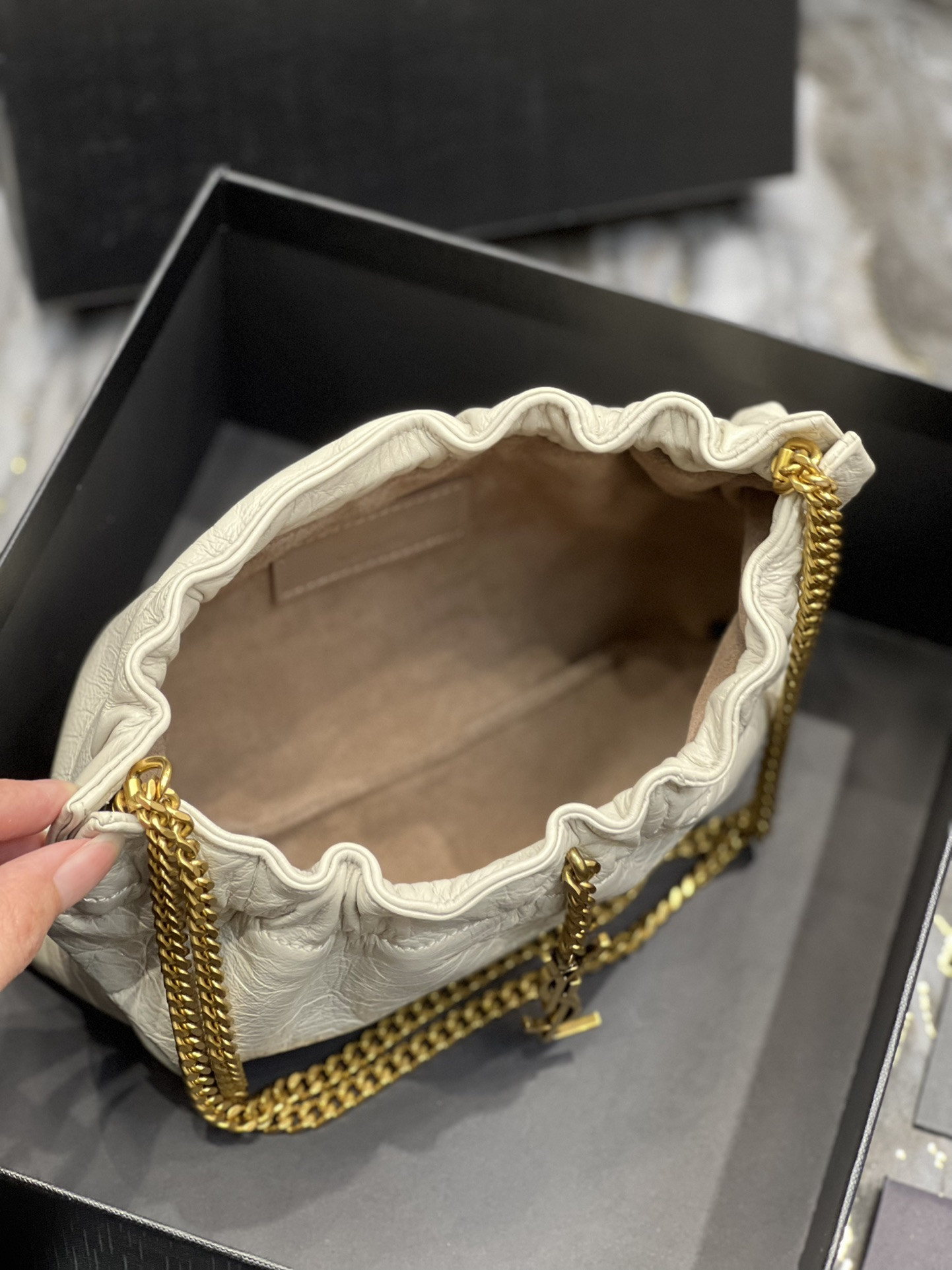 YSL Mini leather shoulder bag White 24x14x4 cm - Image 7