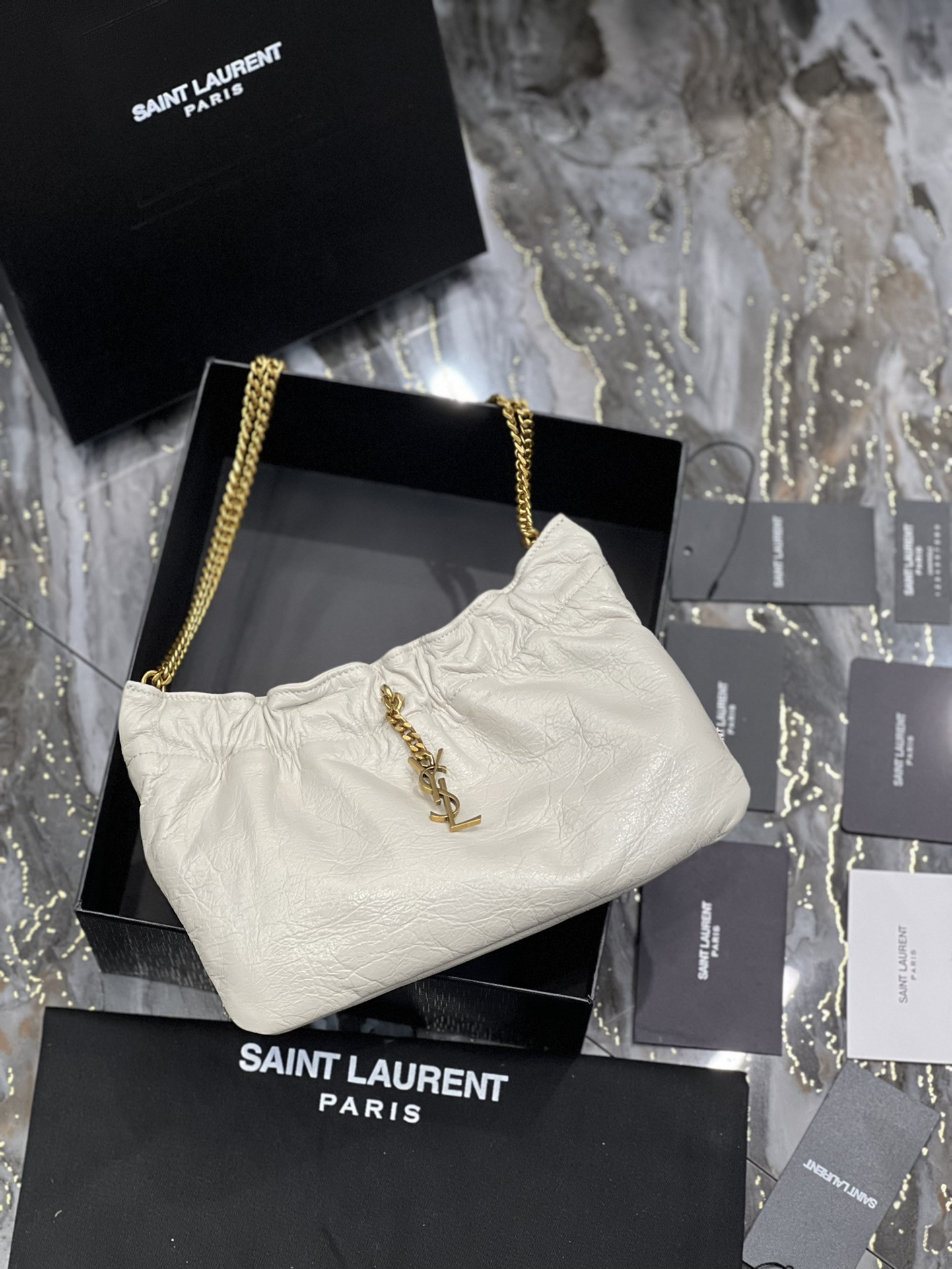 YSL Mini leather shoulder bag White 24x14x4 cm - Image 10