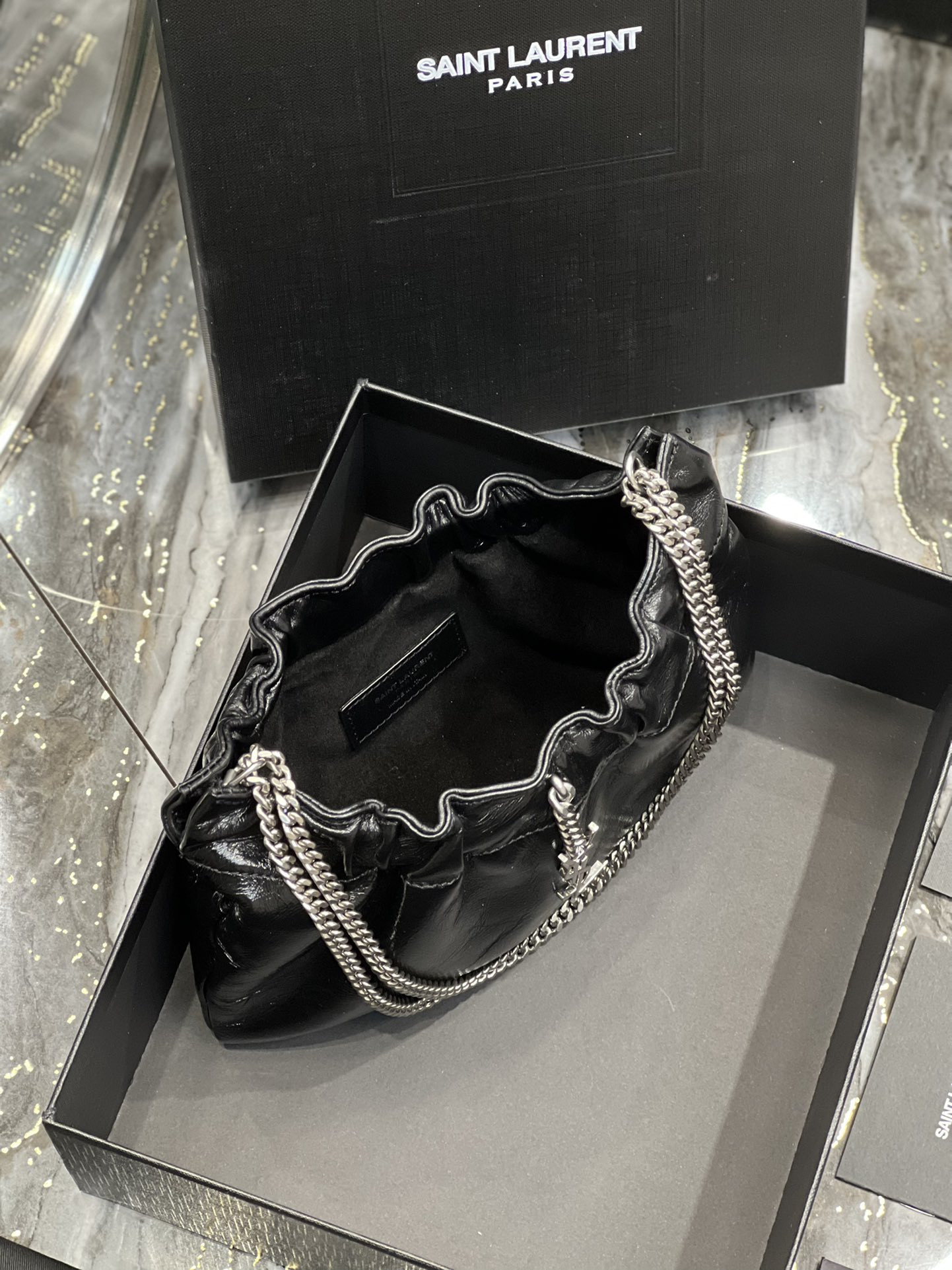 YSL Mini leather shoulder bag Black 24x14x4 cm - Image 6