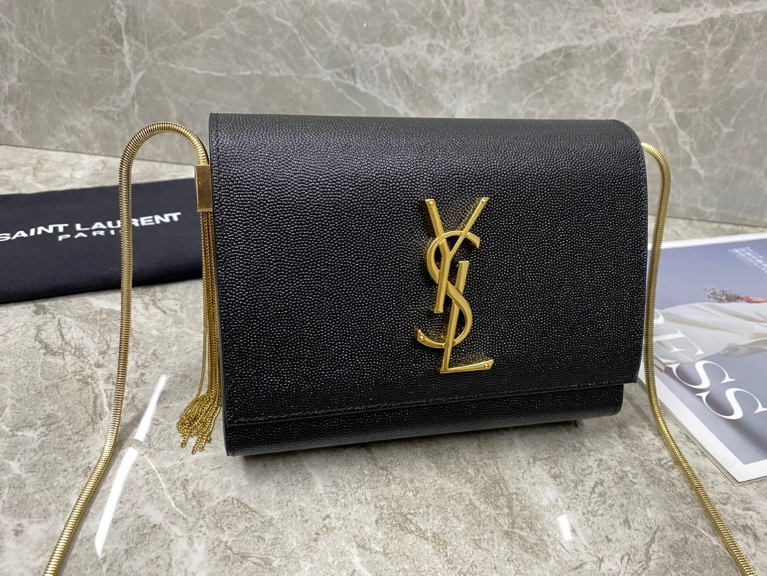 YSL KATE MEDIUM IN GRAIN DE POUDRE EMBOSSED LEATHER 9.4 X 5.7 X 2.1 INCHES - Image 2