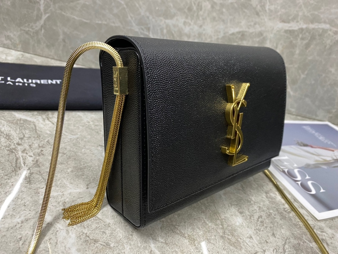YSL KATE MEDIUM IN GRAIN DE POUDRE EMBOSSED LEATHER 9.4 X 5.7 X 2.1 INCHES - Image 4