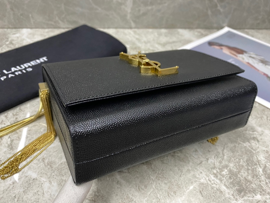 YSL KATE MEDIUM IN GRAIN DE POUDRE EMBOSSED LEATHER 9.4 X 5.7 X 2.1 INCHES - Image 5