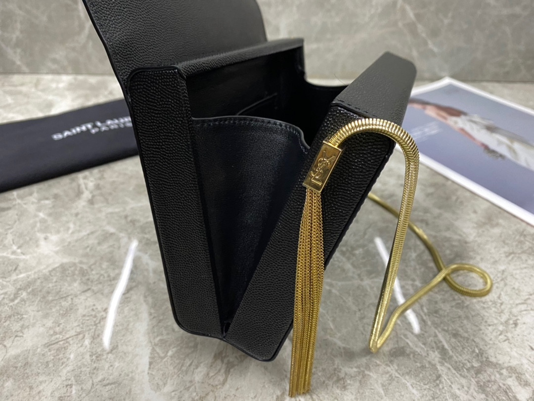 YSL KATE MEDIUM IN GRAIN DE POUDRE EMBOSSED LEATHER 9.4 X 5.7 X 2.1 INCHES - Image 8