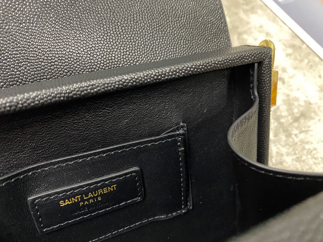 YSL KATE MEDIUM IN GRAIN DE POUDRE EMBOSSED LEATHER 9.4 X 5.7 X 2.1 INCHES - Image 9