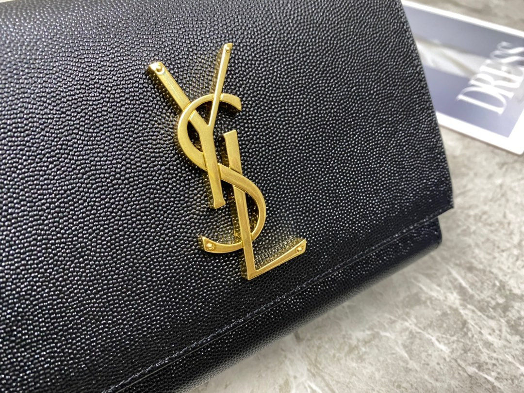 YSL KATE MEDIUM IN GRAIN DE POUDRE EMBOSSED LEATHER 9.4 X 5.7 X 2.1 INCHES - Image 10