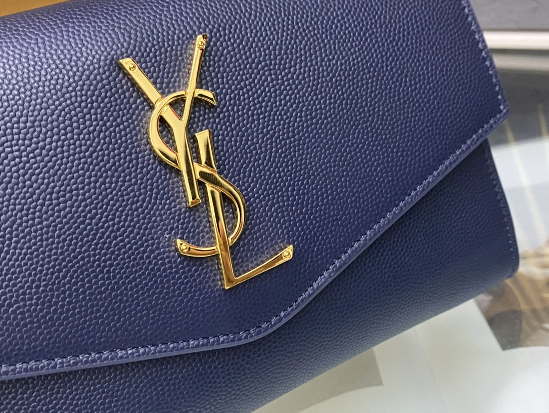 YSL UPTOWN CHAIN WALLET IN GRAIN DE POUDRE EMBOSSED LEATHER 7.5 X 4.7 X 1.2 INCHES - Image 6
