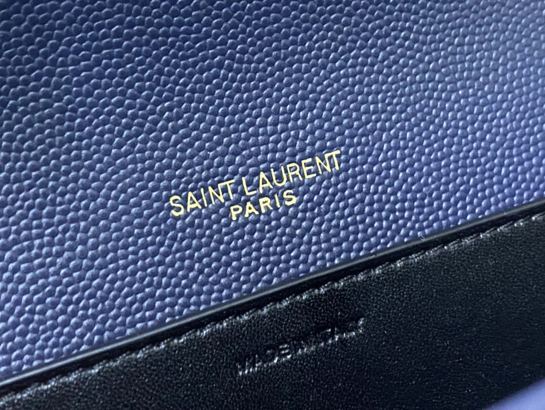 YSL UPTOWN CHAIN WALLET IN GRAIN DE POUDRE EMBOSSED LEATHER 7.5 X 4.7 X 1.2 INCHES - Image 8