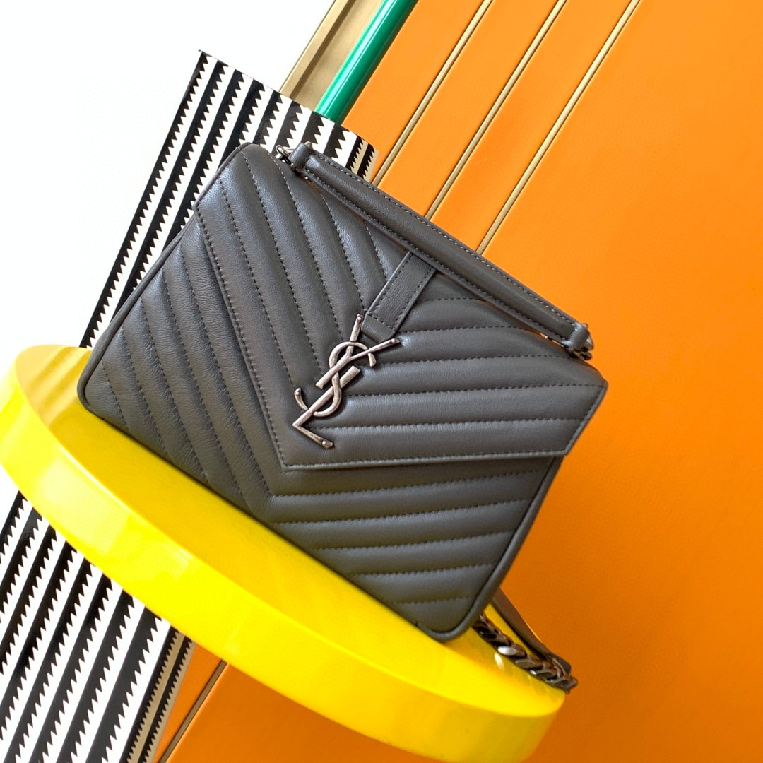 YSL COLLEGE MEDIUM IN QUILTED LEATHER 9.4 X 6.6 X 2.5 INCHES