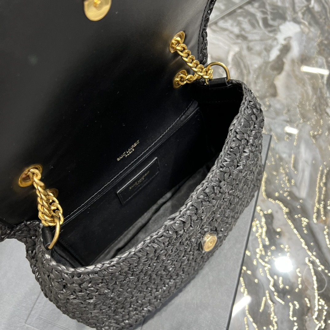 YSL NIKI CHAIN BAG IN RAFFIA AND LEATHER BLACK 22*16.5*12 CM - Image 10