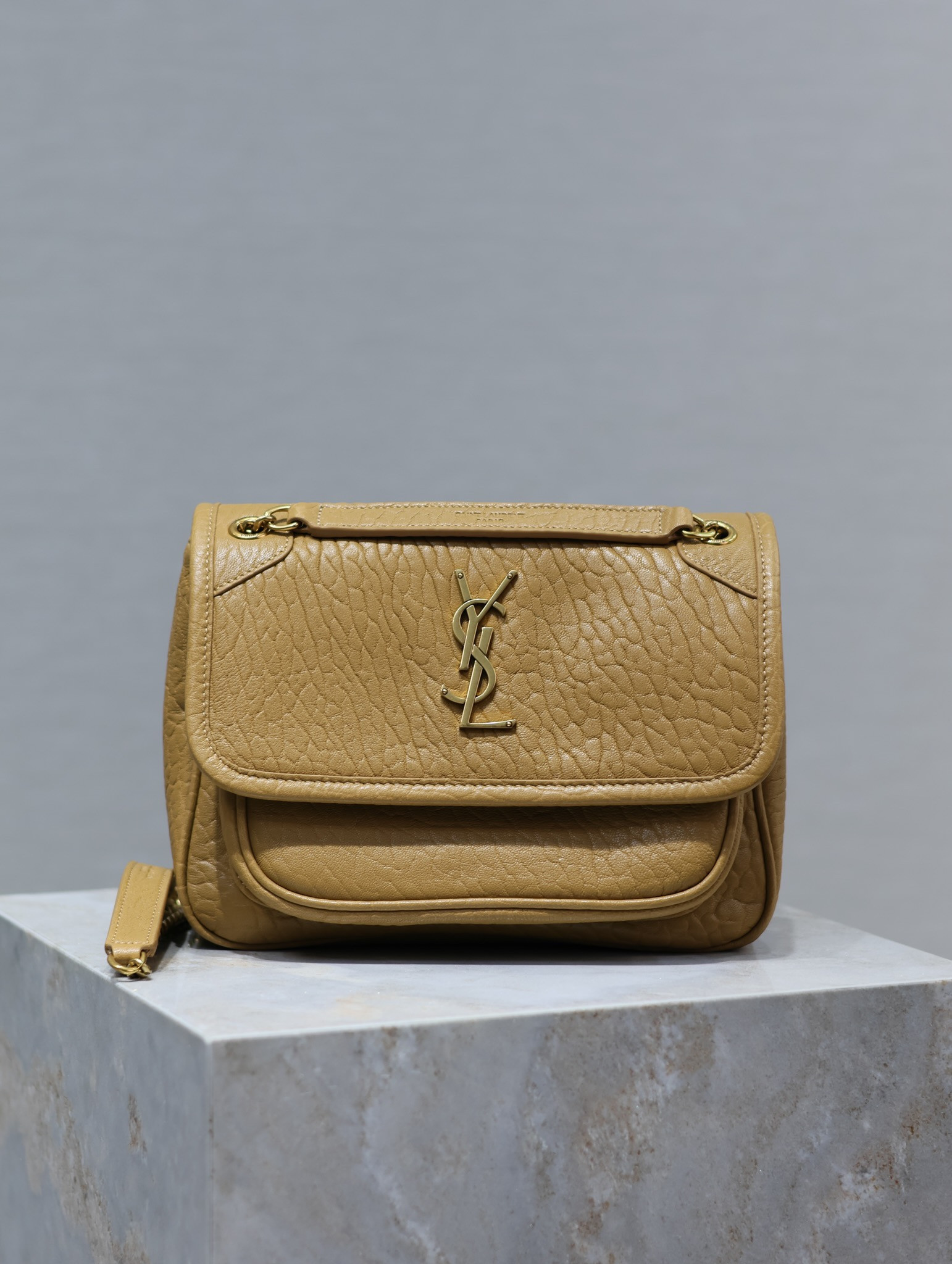 YSL NIKI BABY IN VINTAGE LEATHER BLACK 21x16x7.5cm
