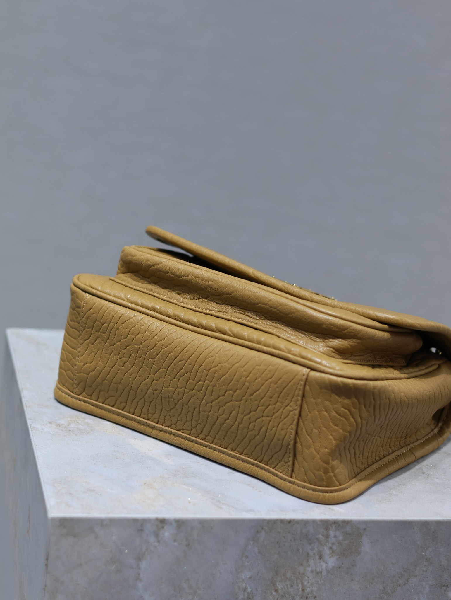 YSL NIKI BABY IN VINTAGE LEATHER DARK CORK 8.2 X 6 X 2.9 INCHES - Image 8