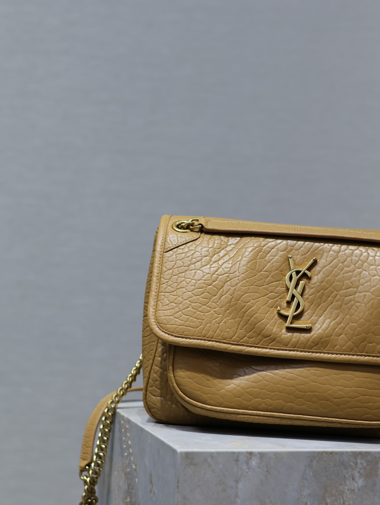 YSL NIKI MEDIUM IN VINTAGE LEATHER DARK CORK 11 X 7.8 X 3.3 INCHES - Image 3