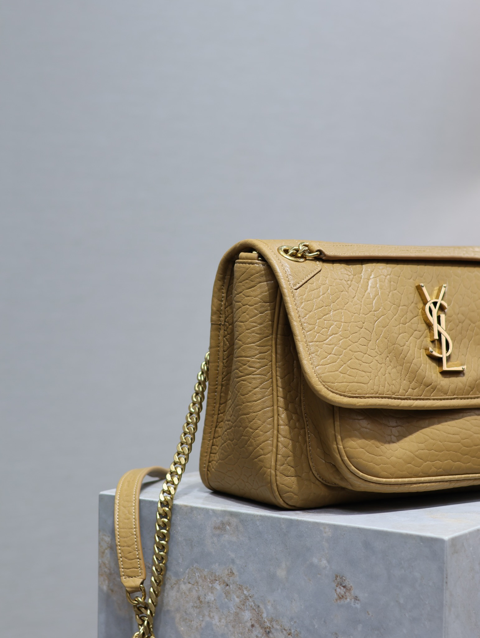 YSL NIKI MEDIUM IN VINTAGE LEATHER DARK CORK 11 X 7.8 X 3.3 INCHES - Image 5