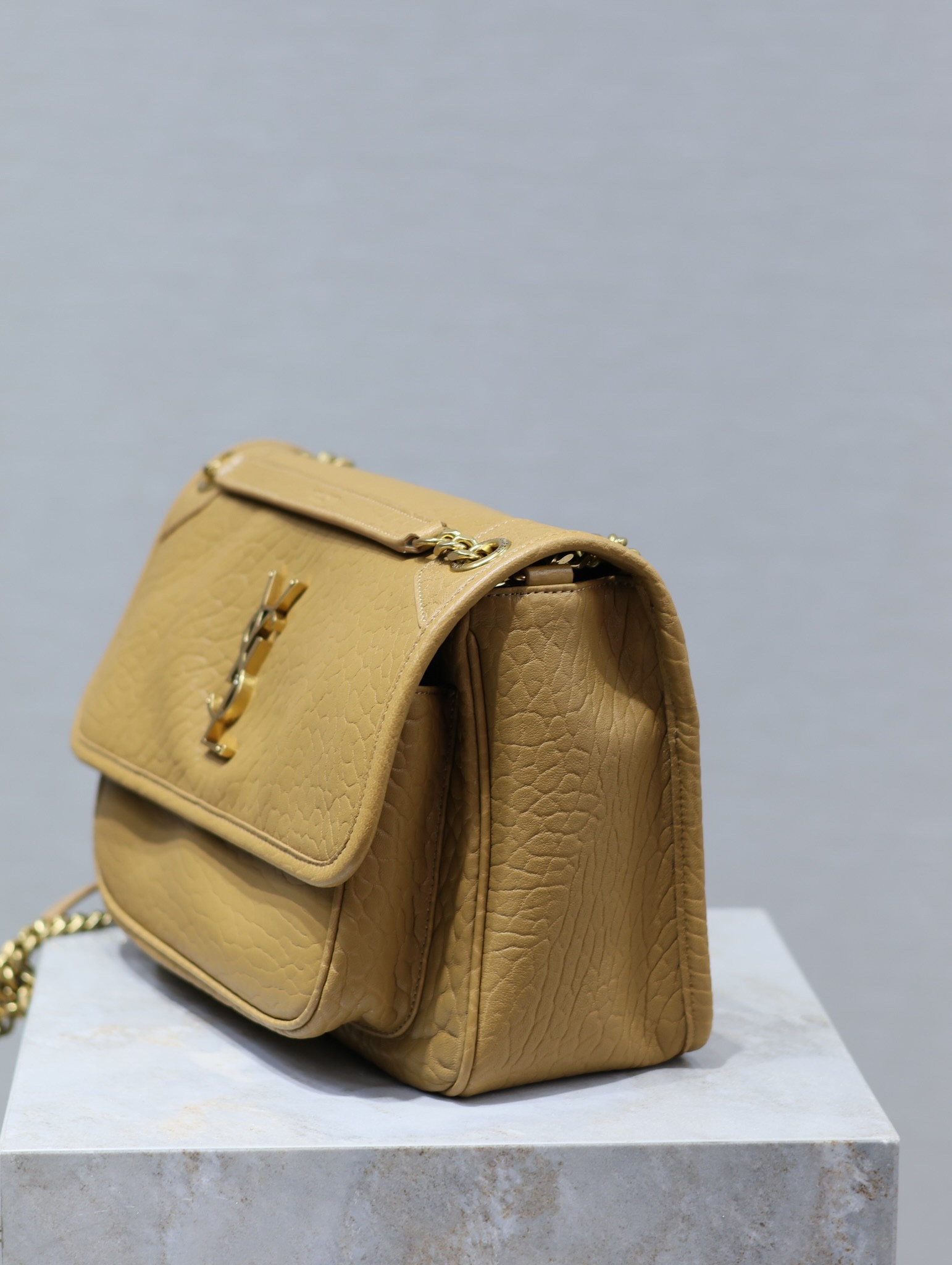 YSL NIKI MEDIUM IN VINTAGE LEATHER DARK CORK 11 X 7.8 X 3.3 INCHES - Image 6