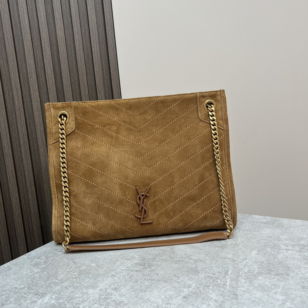 YSL NIKI MEDIUM SHOPPING IN SUEDE BROWN 12.9 X 10.6 X 4.5 INCHES - Image 2