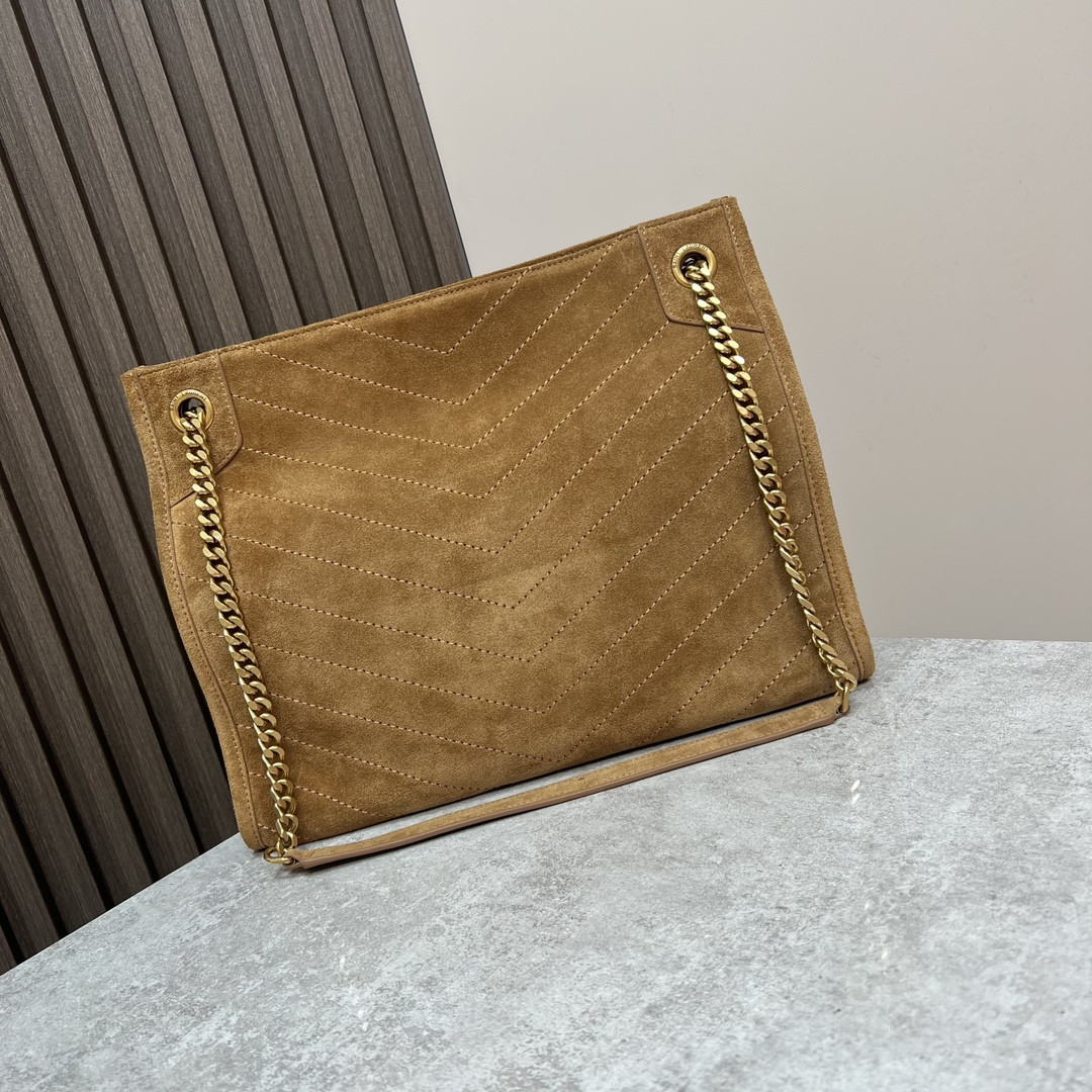 YSL NIKI MEDIUM SHOPPING IN SUEDE BROWN 12.9 X 10.6 X 4.5 INCHES - Image 3