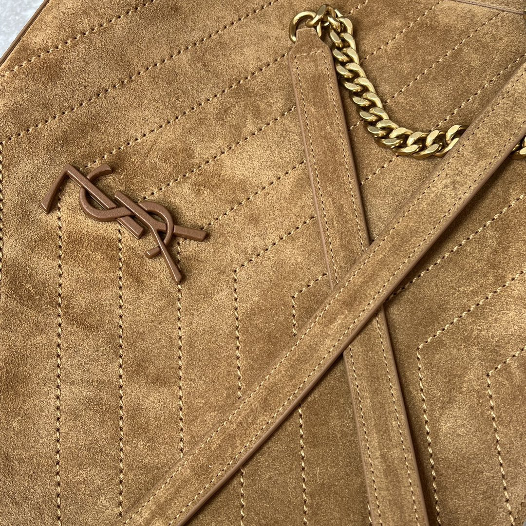YSL NIKI MEDIUM SHOPPING IN SUEDE BROWN 12.9 X 10.6 X 4.5 INCHES - Image 8