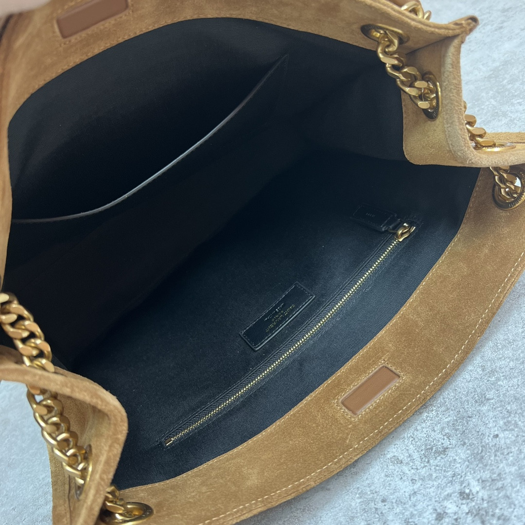 YSL NIKI MEDIUM SHOPPING IN SUEDE BROWN 12.9 X 10.6 X 4.5 INCHES - Image 9
