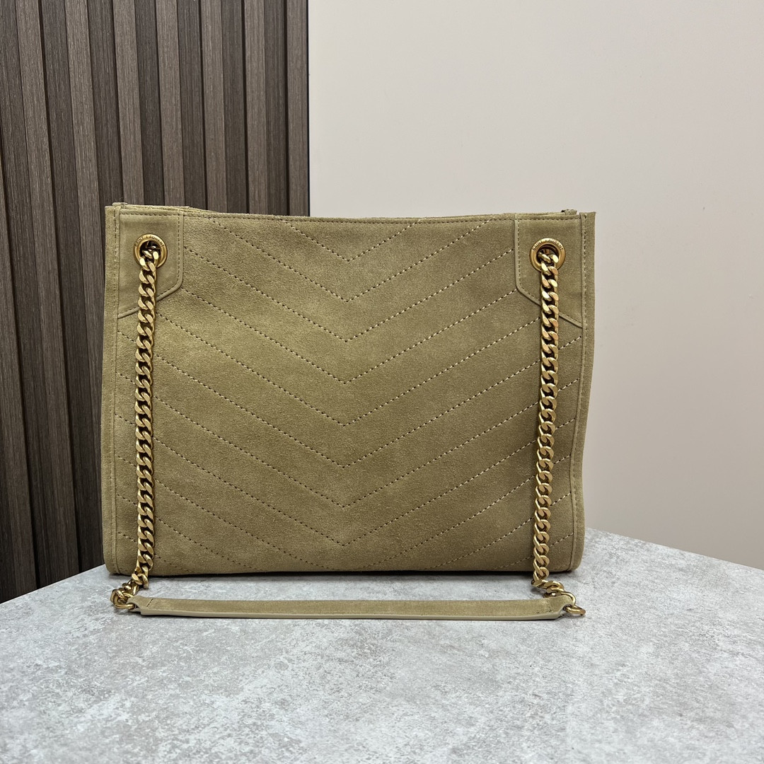 YSL NIKI MEDIUM SHOPPING IN SUEDE BARLEY GREEN 12.9 X 10.6 X 4.5 INCHES - Image 3