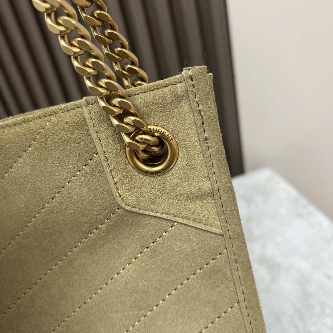 YSL NIKI MEDIUM SHOPPING IN SUEDE BARLEY GREEN 12.9 X 10.6 X 4.5 INCHES - Image 7