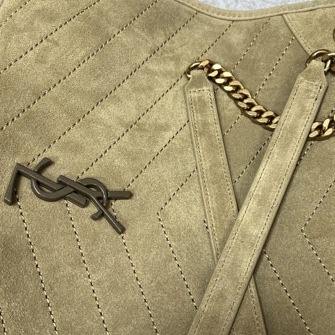 YSL NIKI MEDIUM SHOPPING IN SUEDE BARLEY GREEN 12.9 X 10.6 X 4.5 INCHES - Image 8