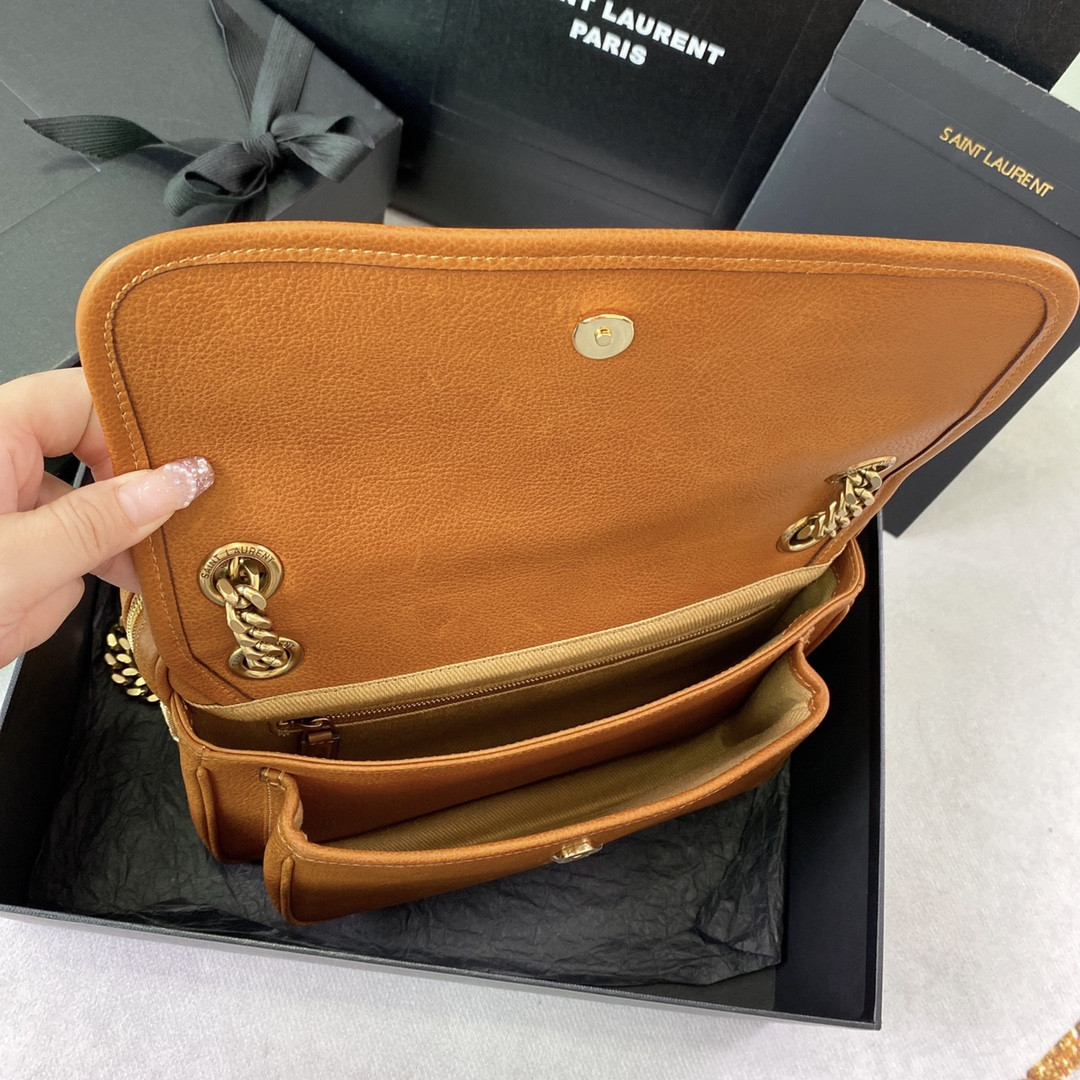 YSL NIKI MEDIUM IN VINTAGE LEATHER ORANGE 11 X 7.8 X 3.3 INCHES - Image 10