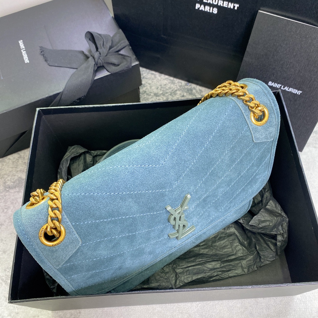 YSL NIKI MEDIUM IN SUEDE BLUE 11 X 7.8 X 3.3 INCHES - Image 4