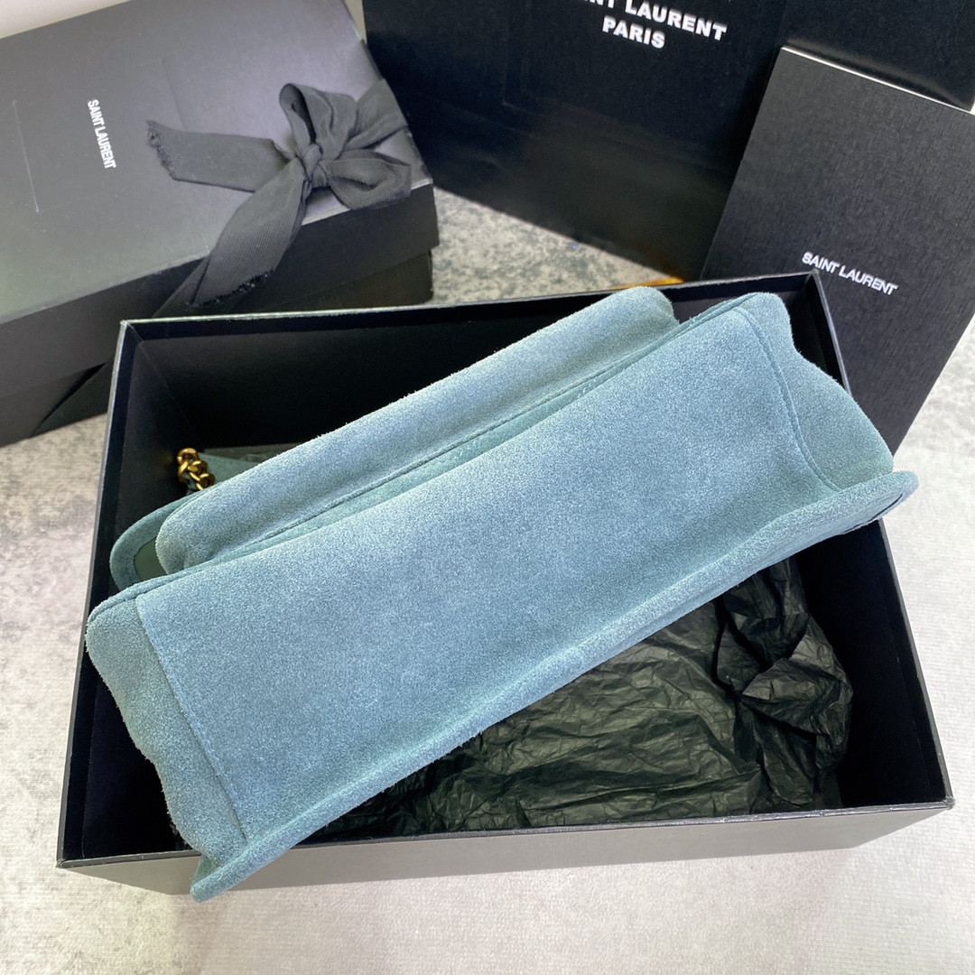 YSL NIKI MEDIUM IN SUEDE BLUE 11 X 7.8 X 3.3 INCHES - Image 6
