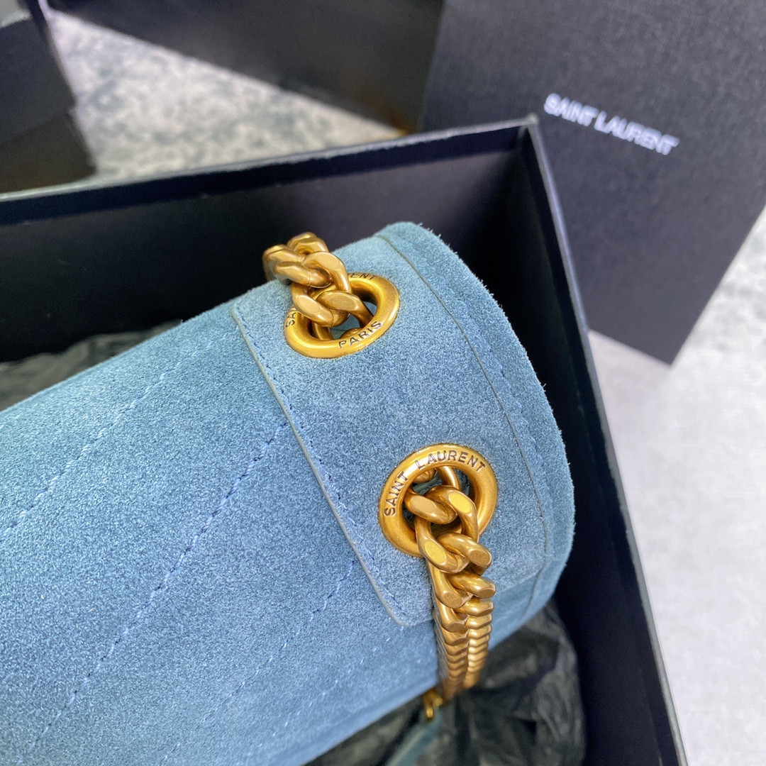 YSL NIKI MEDIUM IN SUEDE BLUE 11 X 7.8 X 3.3 INCHES - Image 7