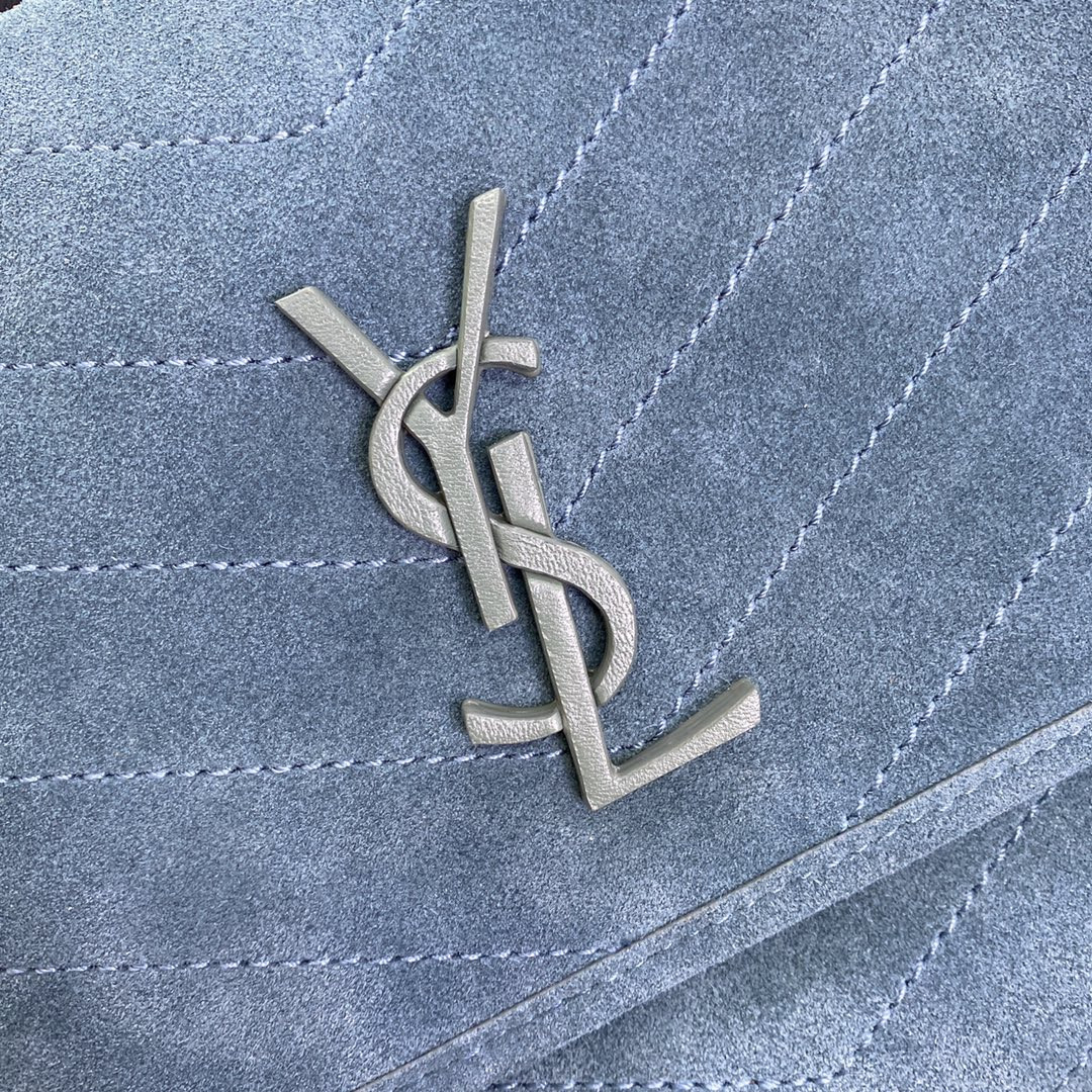 YSL NIKI MEDIUM IN SUEDE BLUE 11 X 7.8 X 3.3 INCHES - Image 8
