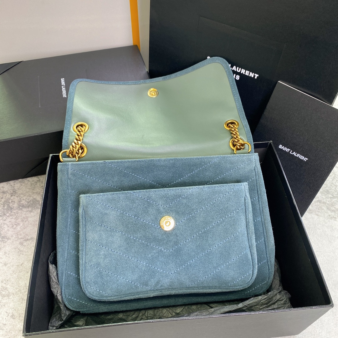 YSL NIKI MEDIUM IN SUEDE BLUE 11 X 7.8 X 3.3 INCHES - Image 9