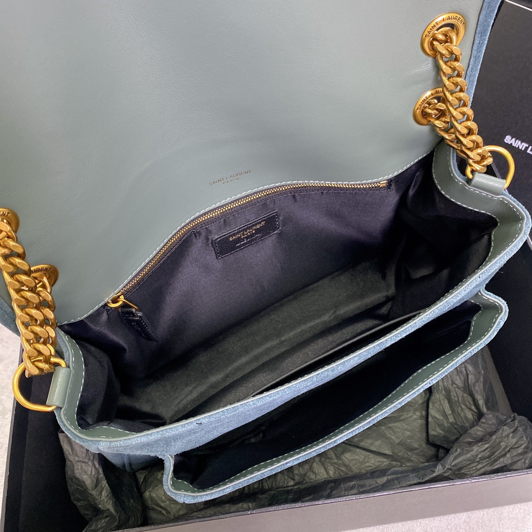 YSL NIKI MEDIUM IN SUEDE BLUE 11 X 7.8 X 3.3 INCHES - Image 10