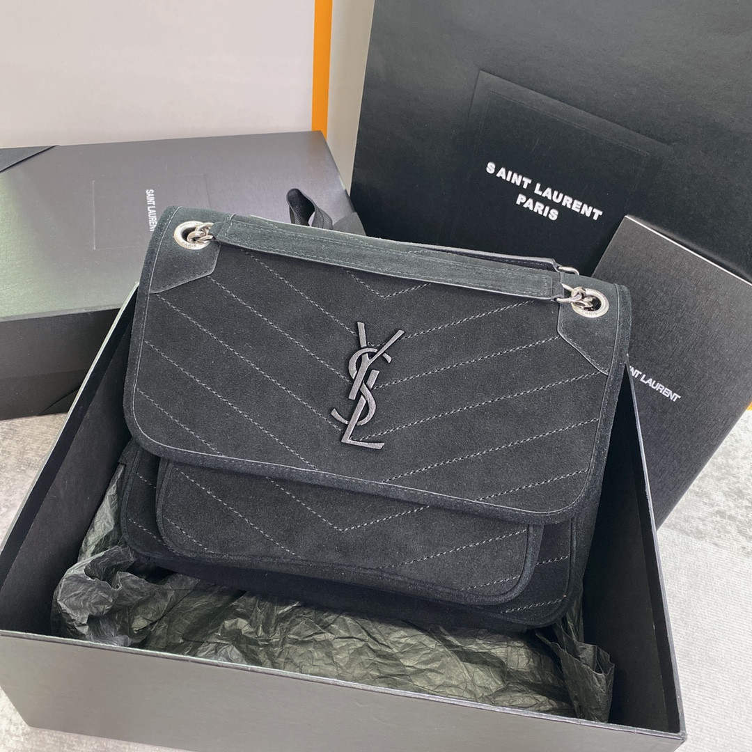 YSL NIKI MEDIUM IN SUEDE BLACK 11 X 7.8 X 3.3 INCHES - Image 2