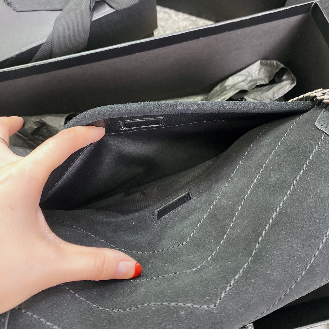 YSL NIKI MEDIUM IN SUEDE BLACK 11 X 7.8 X 3.3 INCHES - Image 8