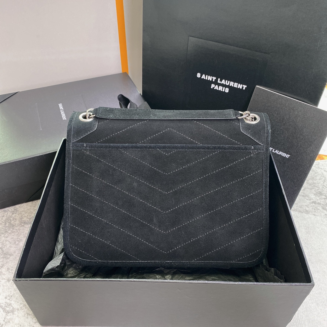 YSL NIKI MEDIUM IN SUEDE BLACK 11 X 7.8 X 3.3 INCHES - Image 9