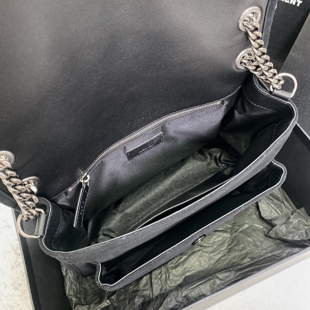 YSL NIKI MEDIUM IN SUEDE BLACK 11 X 7.8 X 3.3 INCHES - Image 10