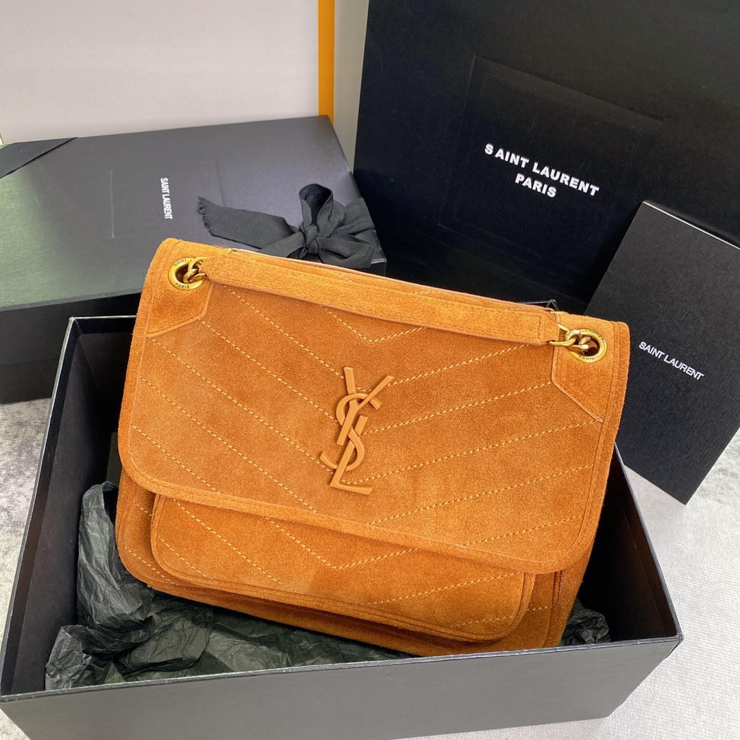 YSL NIKI MEDIUM IN SUEDE ORANGE 11 X 7.8 X 3.3 INCHES - Image 2