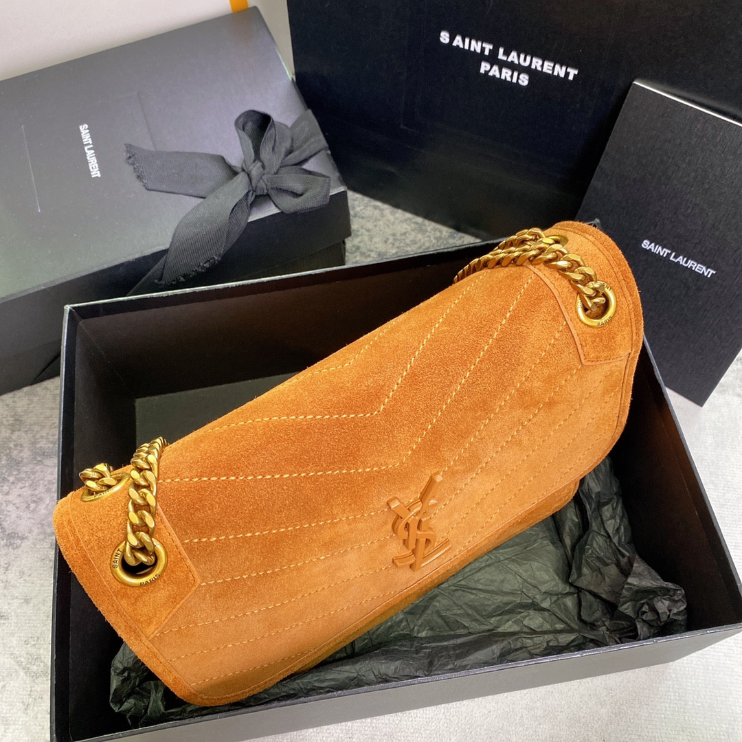 YSL NIKI MEDIUM IN SUEDE ORANGE 11 X 7.8 X 3.3 INCHES - Image 4