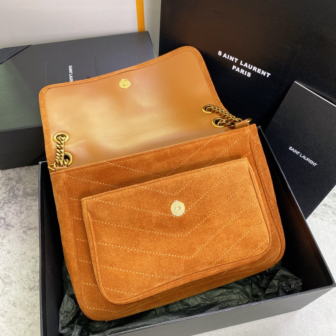 YSL NIKI MEDIUM IN SUEDE ORANGE 11 X 7.8 X 3.3 INCHES - Image 9