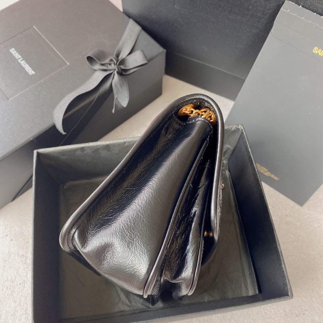 YSL NIKI BABY IN VINTAGE LEATHER NOIR 8.2 X 6 X 2.9 INCHES - Image 5