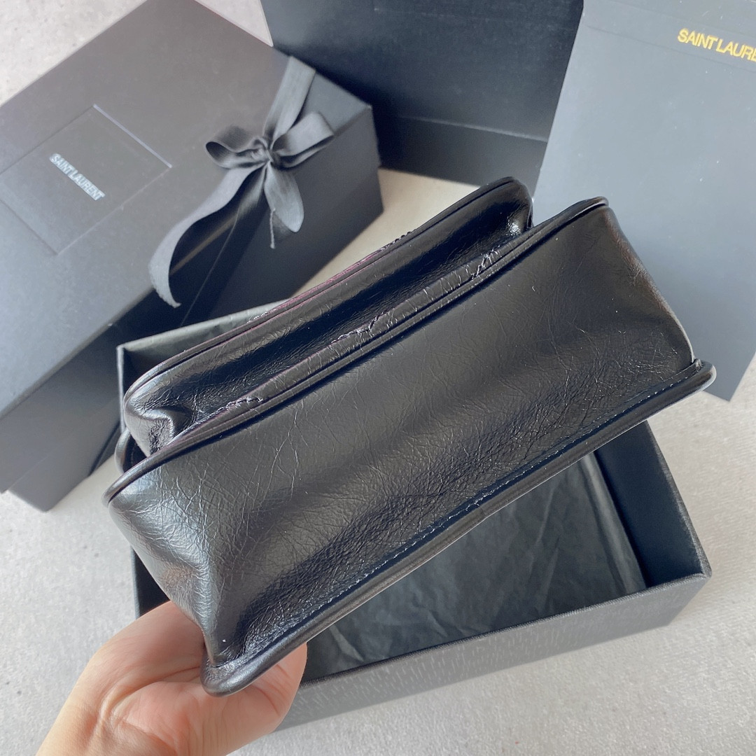 YSL NIKI BABY IN VINTAGE LEATHER NOIR 8.2 X 6 X 2.9 INCHES - Image 6