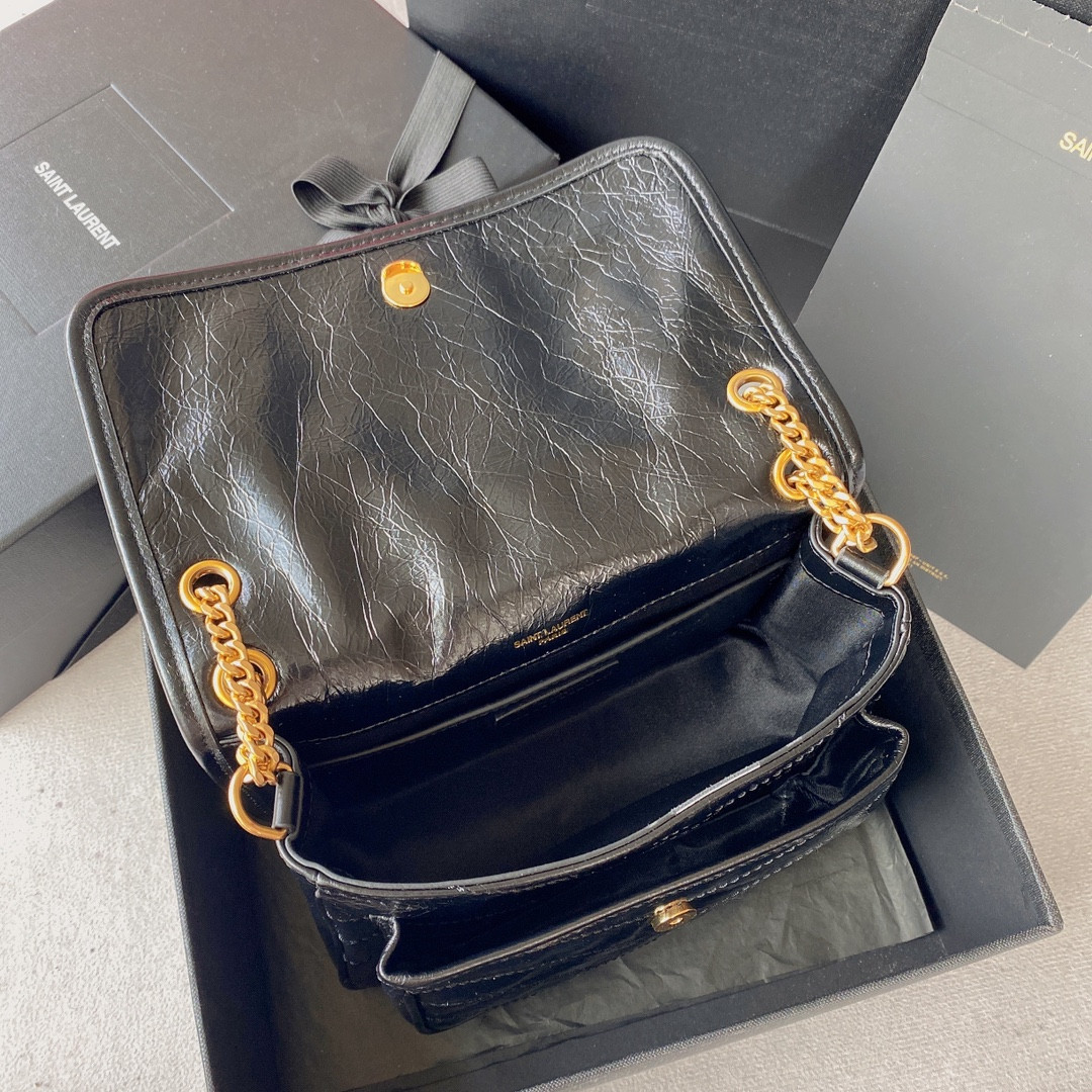 YSL NIKI BABY IN VINTAGE LEATHER NOIR 8.2 X 6 X 2.9 INCHES - Image 10