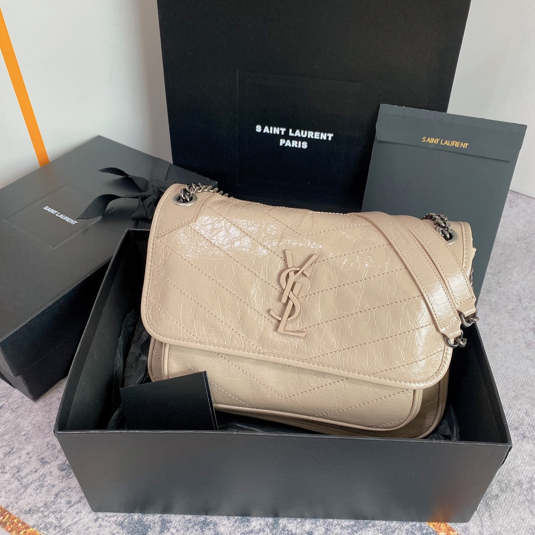 YSL NIKI MEDIUM IN VINTAGE LEATHER BEIGE 11 X 7.8 X 3.3 INCHES - Image 2