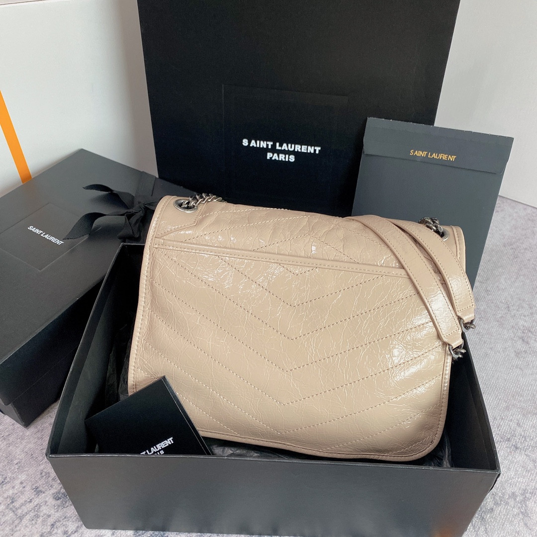 YSL NIKI MEDIUM IN VINTAGE LEATHER BEIGE 11 X 7.8 X 3.3 INCHES - Image 3