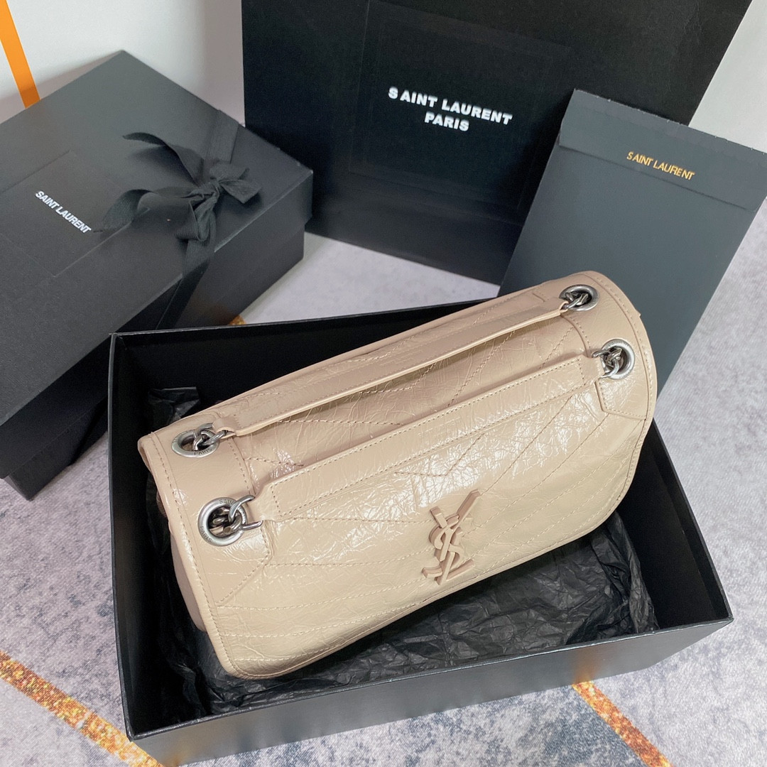 YSL NIKI MEDIUM IN VINTAGE LEATHER BEIGE 11 X 7.8 X 3.3 INCHES - Image 4