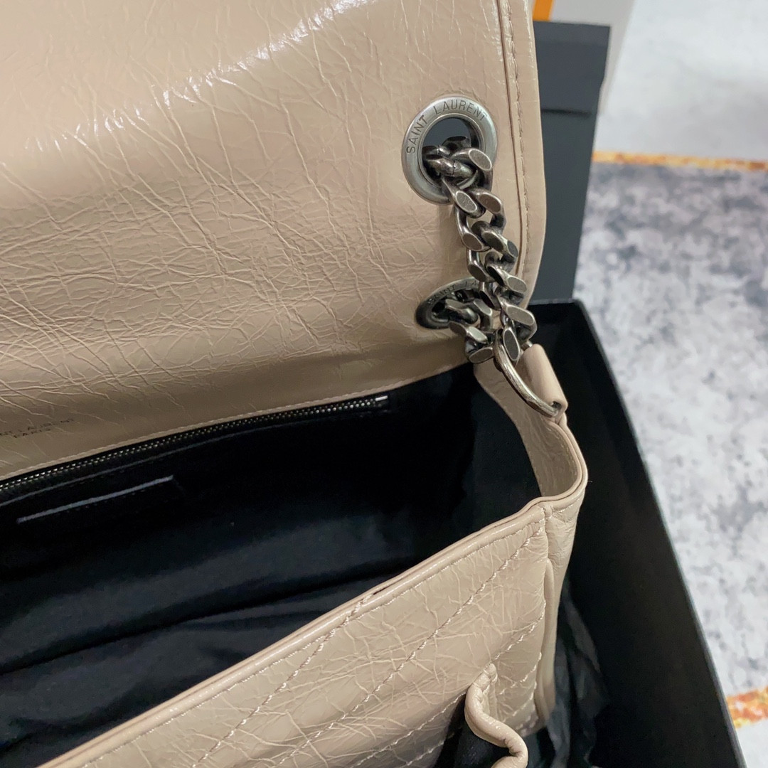 YSL NIKI MEDIUM IN VINTAGE LEATHER BEIGE 11 X 7.8 X 3.3 INCHES - Image 9