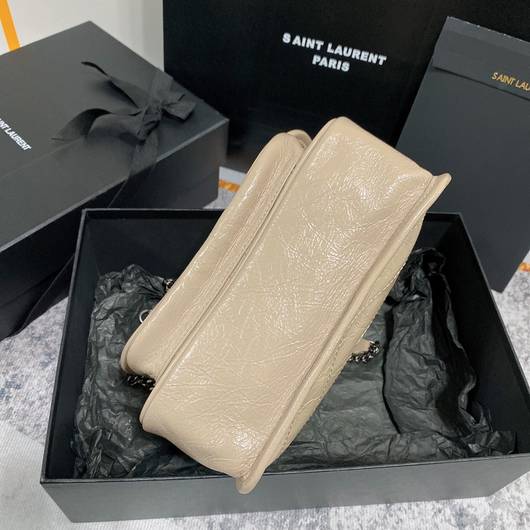 YSL NIKI BABY IN VINTAGE LEATHER BEIGE 8.2 X 6 X 2.9 INCHES - Image 5