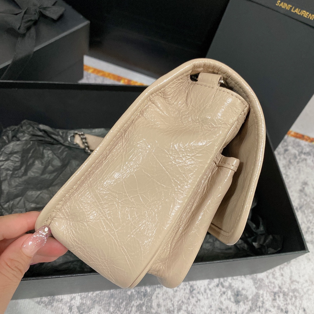 YSL NIKI BABY IN VINTAGE LEATHER BEIGE 8.2 X 6 X 2.9 INCHES - Image 6