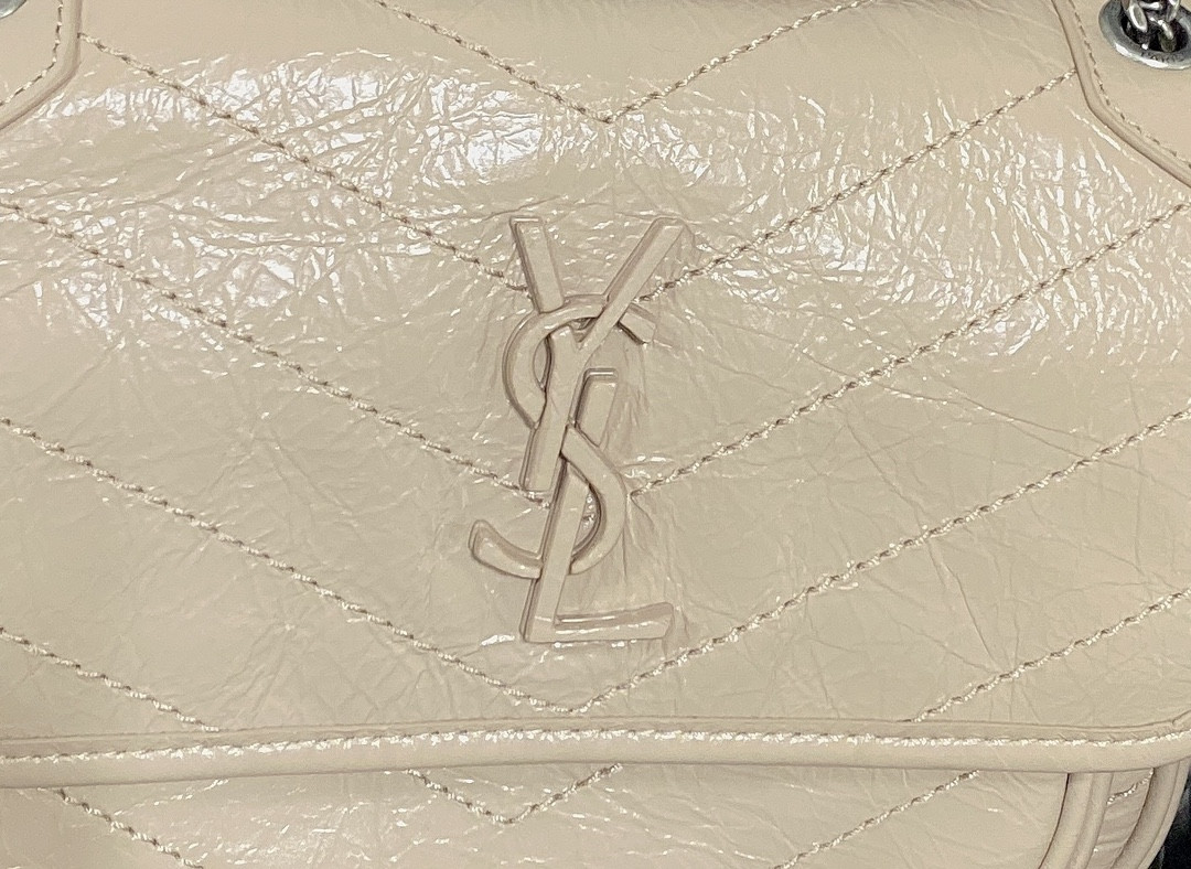 YSL NIKI BABY IN VINTAGE LEATHER BEIGE 8.2 X 6 X 2.9 INCHES - Image 7